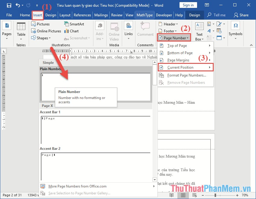 The numbering of pages in Word follows a symmetric parity pattern similar to a printed book Picture 12