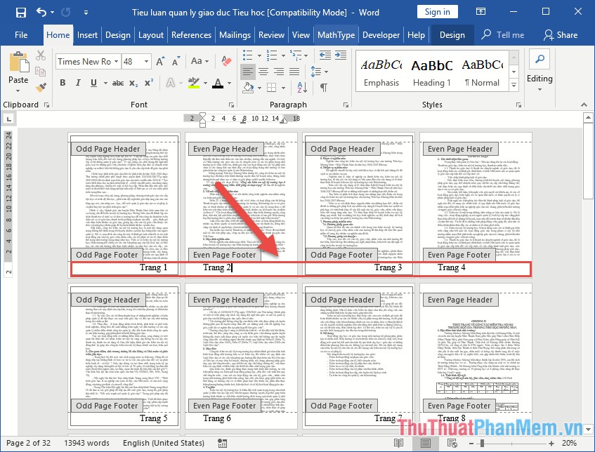 The numbering of pages in Word follows a symmetric parity pattern similar to a printed book Picture 14