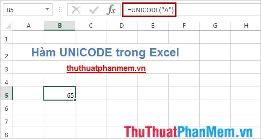 The UNICHAR () and UNICODE () functions in Excel Picture 3