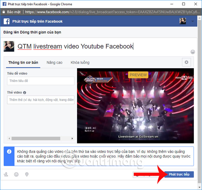 The way to stream live videos to Facebook does not require Open Broadcaster Software Picture 16