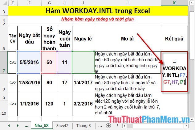 The WORKDAY.INTL function - The function returns a date before or after the date starting with a custom weekend in Excel Picture 3