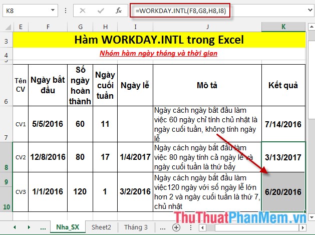 The WORKDAY.INTL function - The function returns a date before or after the date starting with a custom weekend in Excel Picture 5