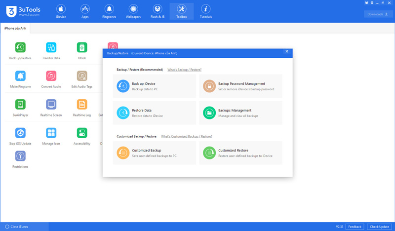 There are 3uTools v2.33, support for downgrade to 64-bit devices and jailbreak iOS 12 Picture 4