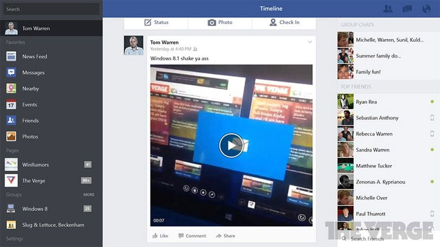 There is an official Facebook application for Windows 8.1 Picture 3