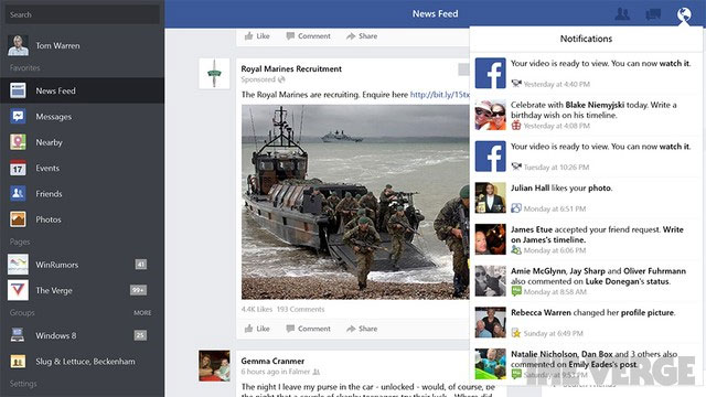 There is an official Facebook application for Windows 8.1 Picture 5