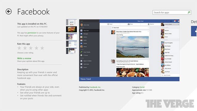 There is an official Facebook application for Windows 8.1 Picture 7