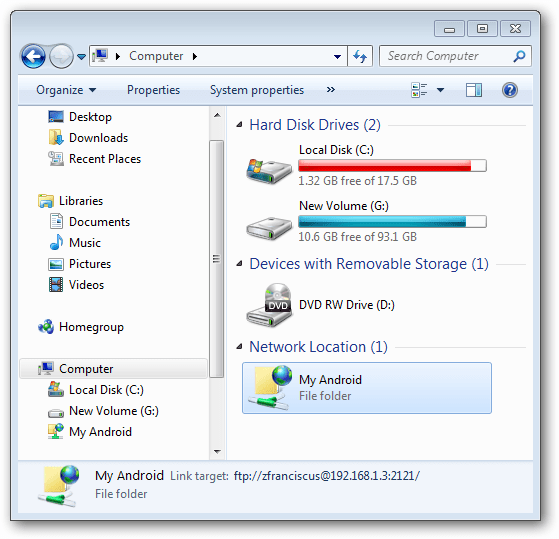 This is a way to transfer files from your computer to your Android phone without a USB cable Picture 10