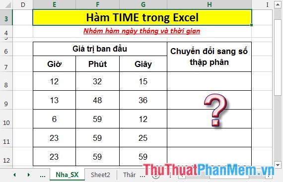 TIME function - Function returns decimal numbers for a specific time value in Excel Picture 2