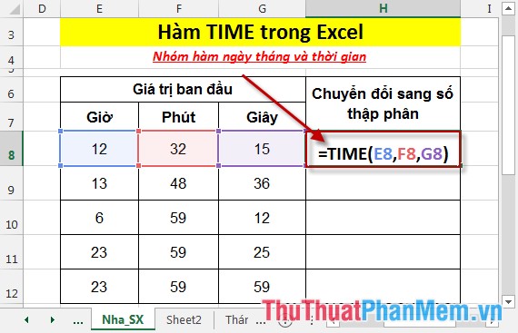 TIME function - Function returns decimal numbers for a specific time value in Excel Picture 3