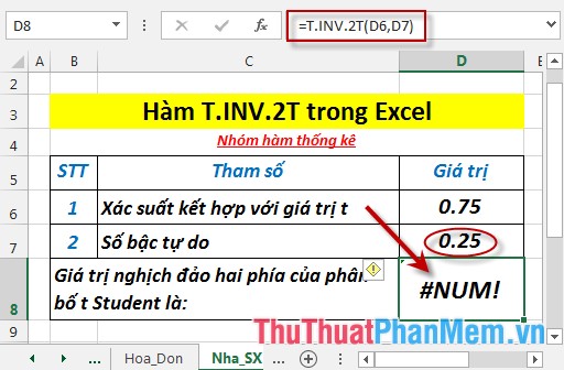 T.INV.2T - The function returns the two-sided inverse of the Student's t-distribution in Excel Picture 5