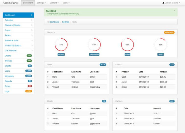 Top 20 free Bootstrap template templates for Admin Dashboard Picture 20