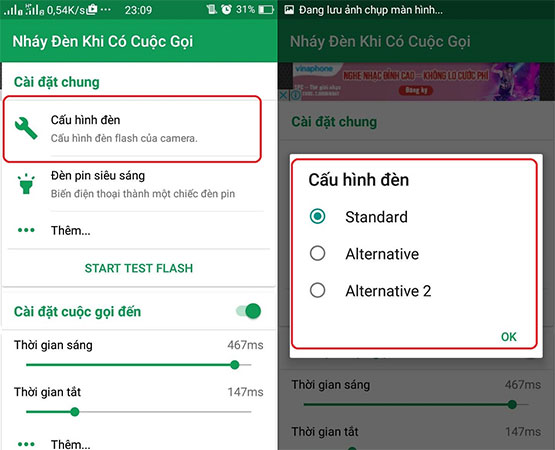 Top app flashes automatically when a call, message Picture 3