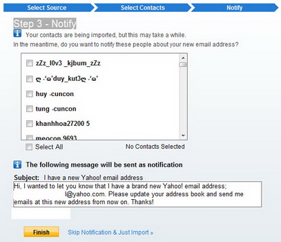 Transfer contacts from Gmail, Hotmail, Facebook to Yahoo! Mail