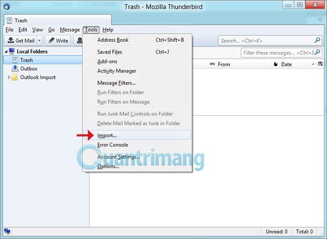 Transfer email from Outlook to Thunderbird Picture 1