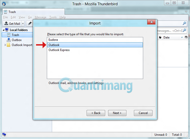 Transfer email from Outlook to Thunderbird Picture 3