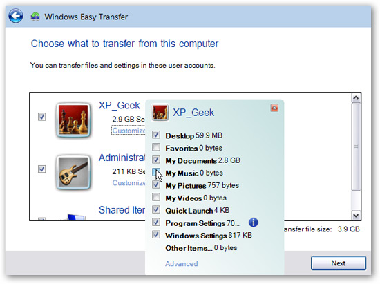 Transfer 'home' from XP to Windows 7 with Easy Transfer and USB Picture 12