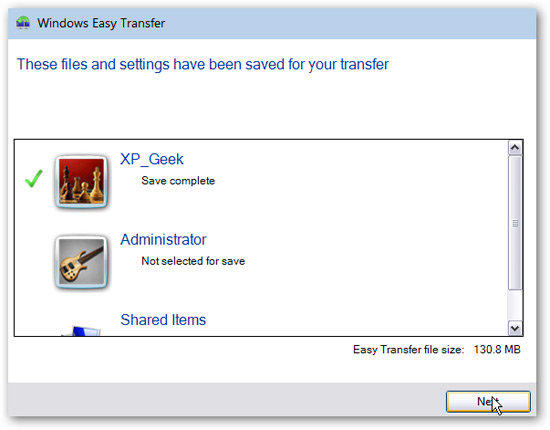 Transfer 'home' from XP to Windows 7 with Easy Transfer and USB Picture 15