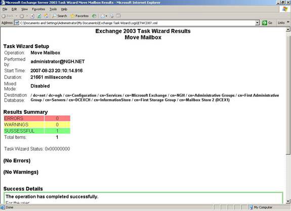 Transfer mailboxes in Exchange 2007 through Exchange Management Console (Part 2) Picture 7