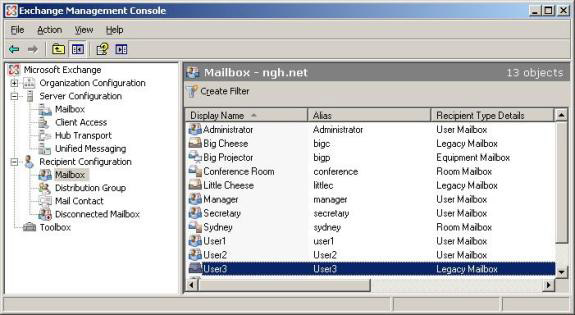 Transfer mailboxes in Exchange 2007 through the Exchange Management Console Picture 1