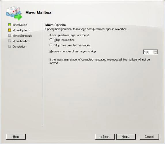 Transfer mailboxes in Exchange 2007 through the Exchange Management Console Picture 3