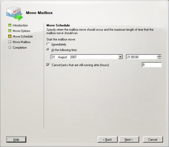 Transfer mailboxes in Exchange 2007 through the Exchange Management Console Picture 4