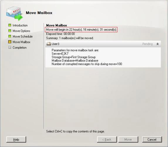Transfer mailboxes in Exchange 2007 through the Exchange Management Console Picture 5