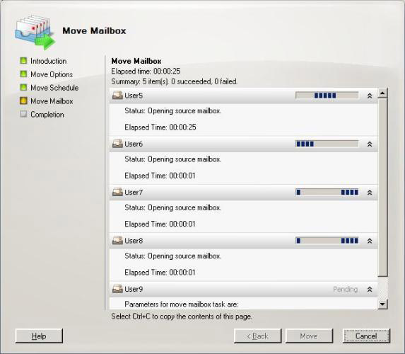 Transfer mailboxes in Exchange 2007 through the Exchange Management Console Picture 6