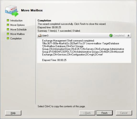 Transfer mailboxes in Exchange 2007 through the Exchange Management Console Picture 7