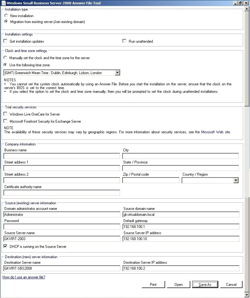 Transfer Windows 2003 system with Exchange to Small Business Server 2008 Picture 7
