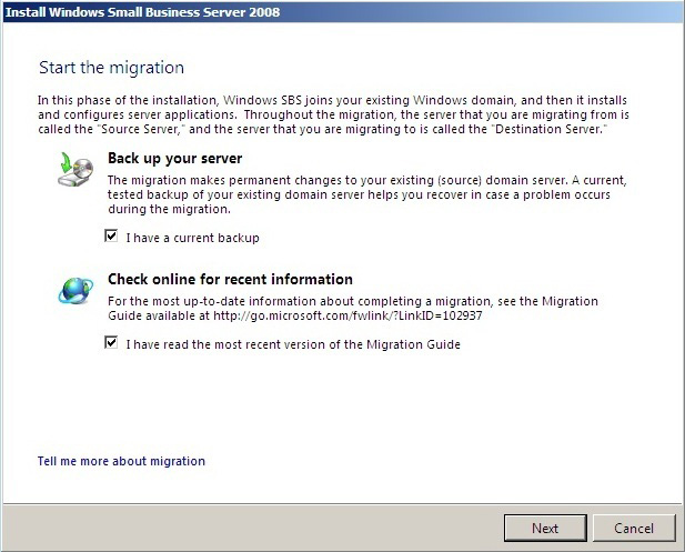 Transfer Windows 2003 system with Exchange to Small Business Server 2008 Picture 8