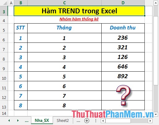 TREND - The function returns values ​​in a linear trend in Excel Picture 2