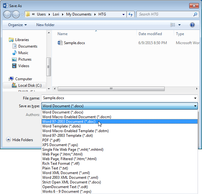 Trick to convert docx tail to quick doc Picture 6