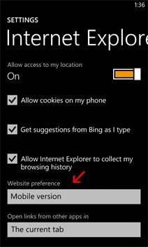 Trick to disable moblie interface of the website on the phone Picture 4