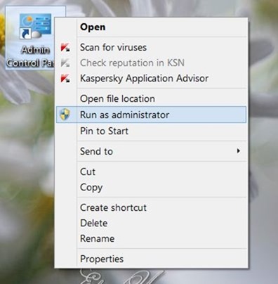 Trick to run Control Panel under Admin on Windows Picture 5