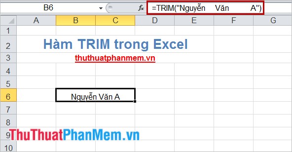 TRIM (function to remove spaces in text) in Excel Picture 2