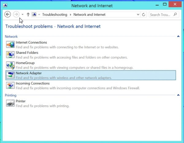 Troubleshoot and share wireless Internet in Windows 8 Picture 3