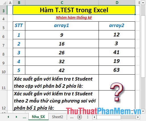 T.TEST function - The function returns the probability associated with Student's t-Test in Excel Picture 2