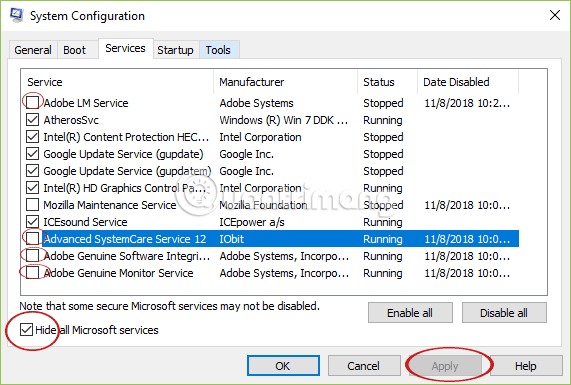 Turn off programs that start with the system on Windows 10 Picture 2