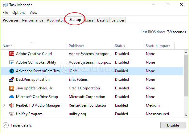 Turn off programs that start with the system on Windows 10 Picture 5