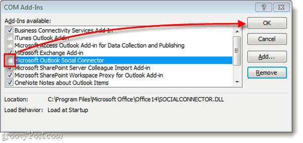 Turn Off The Outlook Social Connector Feature In Office 2010