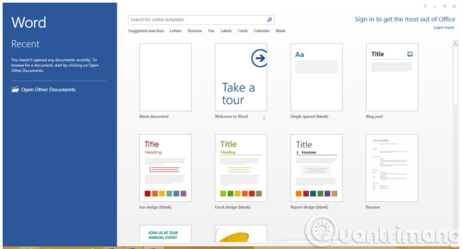 Turn off the Start Screen screen in Office 2013 Picture 1