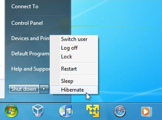 Turn off, turn on Hibernate mode in Windows 7 Picture 10