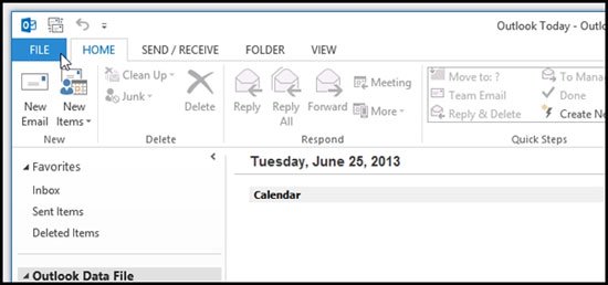 Turn on file attachment prompts when sending mail in Outlook 2013 Picture 1