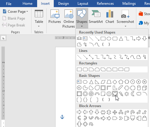 Tutorial for Word 2016 (Part 18): How to add Shape shapes Picture 1