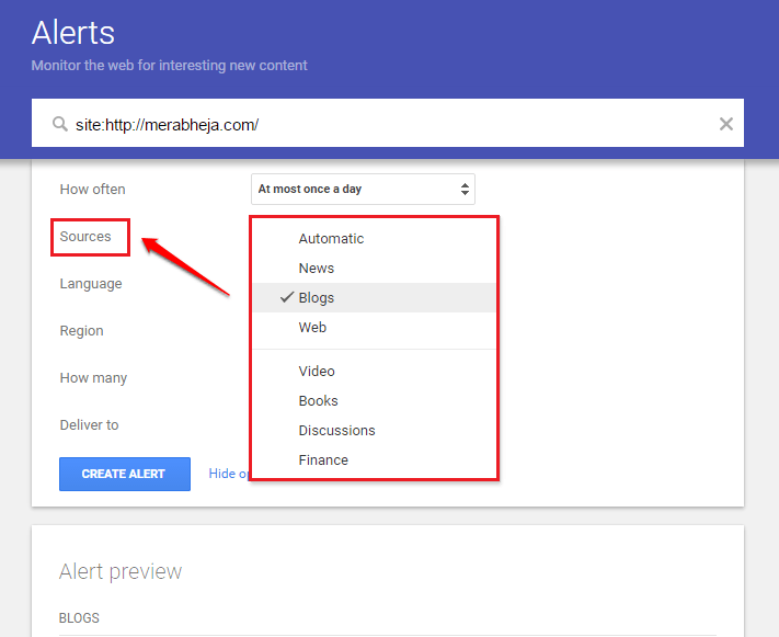 Tutorial from AZ how to create Google Alerts query tool Picture 3