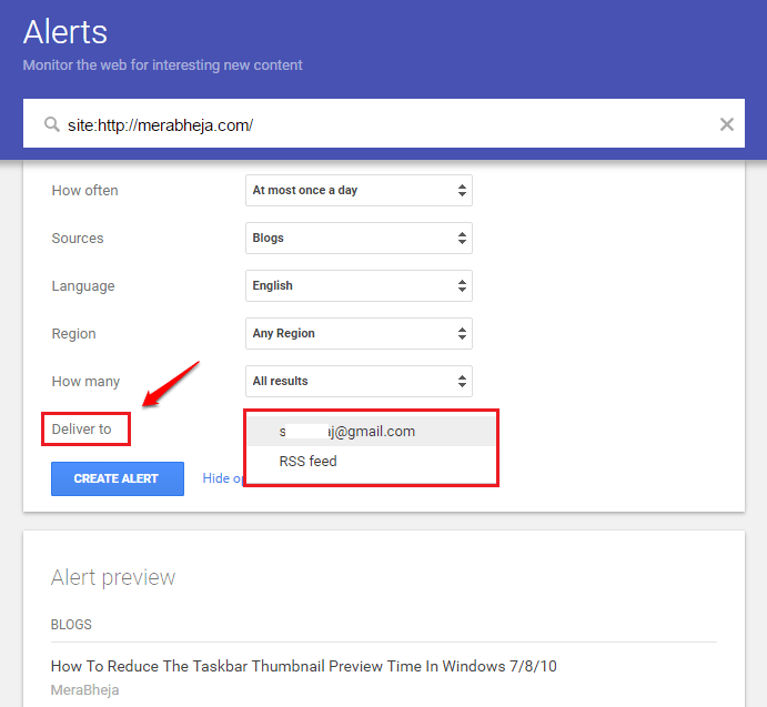 Tutorial from AZ how to create Google Alerts query tool Picture 7