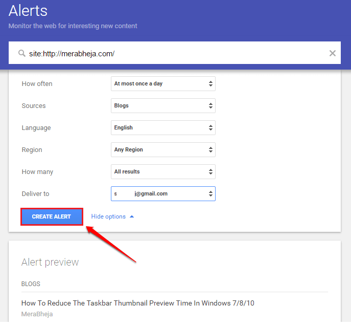 Tutorial from AZ how to create Google Alerts query tool Picture 8