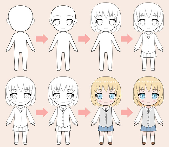 Tutorial To Draw Anime Chibi Characters Step By Step