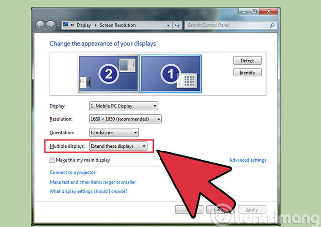 Two ways to pair the screen in Windows 7 Picture 6