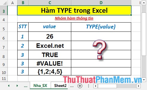 TYPE function - Function that returns the data type of any value in Excel Picture 2